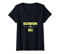 Mujer Destino Bali Viajes Vacaciones Turista de Vacaciones Camiseta Cuello V