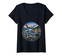 Mujer Destino de cruceros Juneau Alaska Camiseta Cuello V