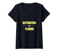 Mujer Destino Florida Travel Vacaciones Turista de Vacaciones Camiseta Cuello V