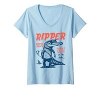 Mujer Destripador Cocodrilo Surfista Florida Cocoa Beach Camiseta Cuello V