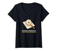 Mujer Detective Amateur Resuelvo Misterios Históricos Investigador Camiseta Cuello V