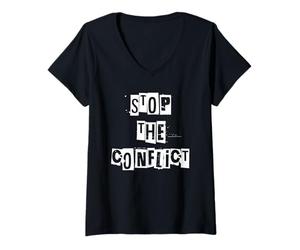 Mujer Detener el conflicto Camiseta Cuello V