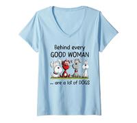 Mujer Detrás de cada buena mujer hay muchos perros Camiseta Cuello V