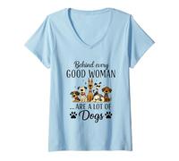 Mujer Detrás de Toda Buena Mujer Hay Muchos Perros Camiseta Cuello V