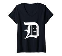 Mujer Detroit Letra D Camiseta Cuello V