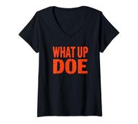Mujer Detroit Pride What Up Doe en el 313 Detroit Michigan Camiseta Cuello V