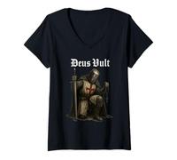 Mujer Deus Vult - Soldado de Cristo - Católico Camiseta Cuello V