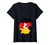 Mujer Deutschland Litecoin German Flag Cryptocurrency Litecoin LTC Camiseta Cuello V