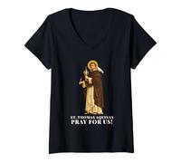 Mujer Devoción católica a Santo Tomás de Aquino en Corpus Christi Camiseta Cuello V