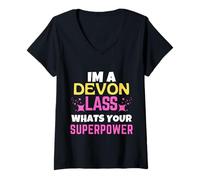 Mujer Devon Lass ¿Cuál es tu superpoder Devon Day Camiseta Cuello V