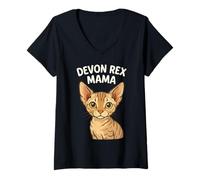 Mujer Devon Rex Cat Mama Hombres Mujeres Niños Regalo Camiseta Cuello V
