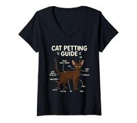 Mujer Devon Rex Cat Petting Guide Funny Cat Lover Camiseta Cuello V