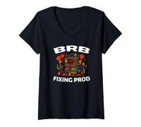 Mujer Devops Software Engineer BRB Fixing Prod Camiseta Cuello V