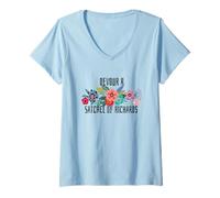 Mujer Devora una cartera de Richards: sarcástico floral audaz Camiseta Cuello V