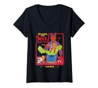 Mujer Devouring Your Soul Satan Retro Vintage Funny Adult Humor Camiseta Cuello V