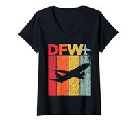 Mujer DFW Dallas Fort Worth Aeropuerto Camiseta Cuello V