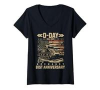 Mujer Día D 1944 Omaha Beach D-Day Normandy 81 Aniversario Camiseta Cuello V