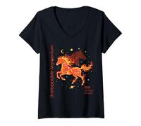 Mujer Día de Agradecimiento a los empleados Co-Worker Fire Horse 2026 Zodiac Camiseta Cuello V