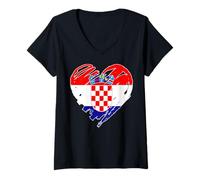 Mujer Día de la Independencia de Croacia, 25 de Junio, diseño de Bandera I Love Zagreb Camiseta Cuello V