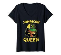 Mujer Día de la Independencia de Jamaica Bandera de Jamaica Reina Orgullo Mujer Camiseta Cuello V