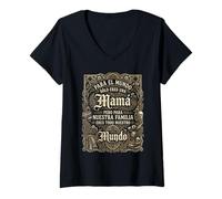 Mujer Día de la Madre Español Mamá Victoriana Gótica Camiseta Cuello V