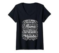 Mujer Día de la Madre Española Mama Nuestro Mundo Floral Camiseta Cuello V