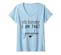 Mujer Día de la Madre Oh Honey I Am That Grandma Sassy Cute & Heart Camiseta Cuello V