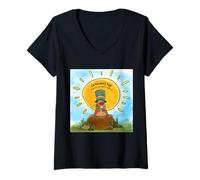 Mujer Día de la Marmota 2 de febrero Camiseta Cuello V
