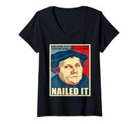 Mujer Día de la Reforma Protestante Martín Lutero Luterano Camiseta Cuello V
