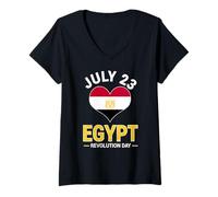 Mujer Día de la Revolución Egipto 23 de Julio Orgullo Egipcio Camiseta Cuello V