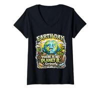 Mujer Día de la Tierra No Hay Planeta B Advertencia Climática Día de la Tierra Camiseta Cuello V