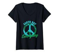 Mujer Día de la Tierra Todos los días - Ambientalista de la con Camiseta Cuello V