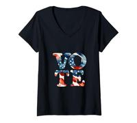 Mujer Día de Las Elecciones EE.UU. Votante Acuarela Votar Democracia América Camiseta Cuello V