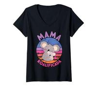Mujer Día de las Madres Mamá Koalificada Lindo Koala Madre Camiseta Cuello V