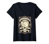 Mujer Dia de los Muertos es Divertido si se Ajusta a I Sits Cat Sugar Skull Camiseta Cuello V
