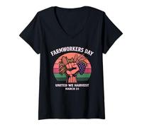Mujer Día de los Trabajadores agrícolas 31 de Marzo Agricultura Mujer de la Cosecha del Agricultor Camiseta Cuello V