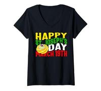 Mujer Día de San José Happy St Joseph's Day March 19th Zeppole Camiseta Cuello V
