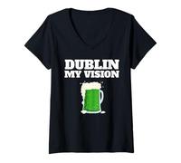 Mujer Día de San Patricio Dublín mi visión Camiseta Cuello V