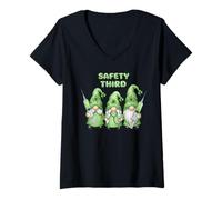 Mujer Día de San Patricio Enfermera Gnomos Seguridad Tercer Humor médico Camiseta Cuello V