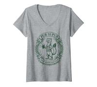 Mujer Día de San Patricio Irish Pine Marten Pub A Pub Camiseta Cuello V