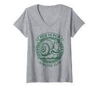 Mujer Día de San Patricio Irish Snail Pub To Pub Slow & Steady Camiseta Cuello V