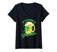 Mujer Día de San Patricio Preparémonos para tropezar Camiseta Cuello V