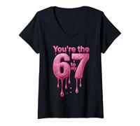 Mujer Día de San Valentín 2026 Six Seven 67 Meme Eres el 6 a mi 7 Camiseta Cuello V
