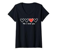 Mujer Día de San Valentín Corazones PS I Love You Cute Mujeres Niñas Niños Hombres Camiseta Cuello V