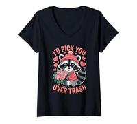 Mujer Día de San Valentín Divertido con Texto en inglés I d Pick You Over Camiseta Cuello V