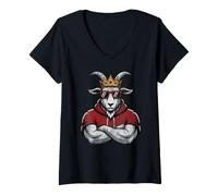 Mujer Día del Juego Vintage King Goat Fantasy Football Commish Champion Camiseta Cuello V
