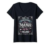 Mujer Día del Madre Papá Y Yo Estamos De Acuerdo Mamá Es La Mejor Camiseta Cuello V