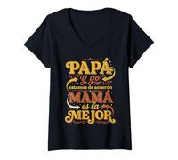 Mujer Día del Madre Papá Y Yo Estamos De Acuerdo Mamá Es La Mejor Camiseta Cuello V