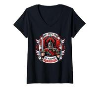 Mujer Día del Padre Albanés Skenderbeg Albania Orgulloso Papá Camiseta Cuello V