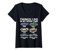 Mujer Día del Padre - Cosa que haré en mi coche clásico de tiempo libre Camiseta Cuello V